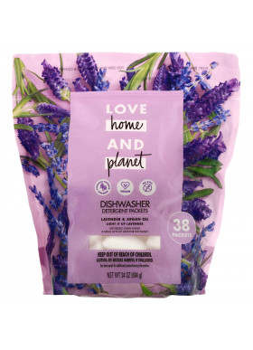 Love Home & Planet, Dishwasher Detergent Packets, Lavender & Argan Oil, 38 Packets, 24 oz (684 g)