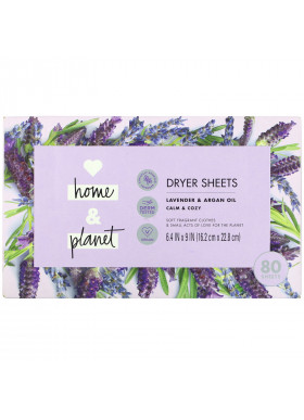 Love Home & Planet, Dryer Sheets, Lavender & Argan Oil, 80 Sheets