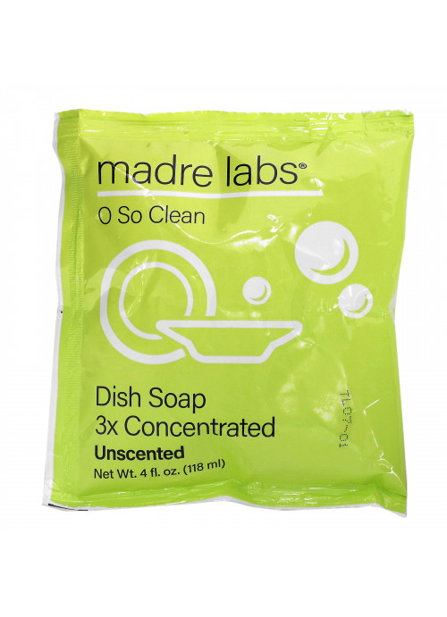 Madre Labs, Dish Soap, 3x Concentrate, Unscented, 1 Pouch, 4 oz (118 ml)