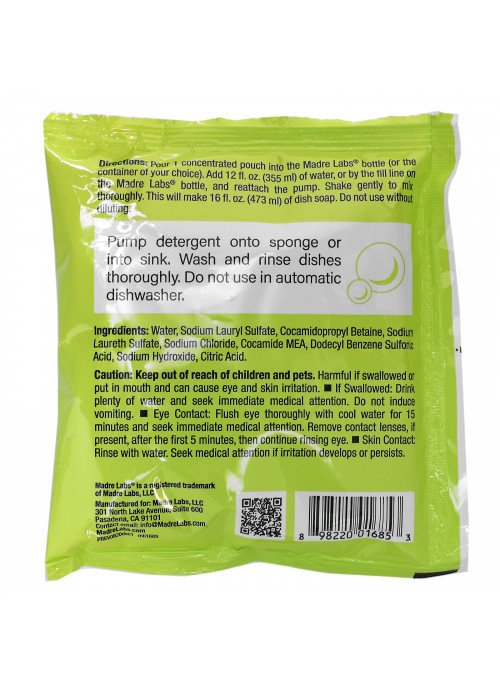 Madre Labs, Dish Soap, 3x Concentrate, Unscented, 1 Pouch, 4 oz (118 ml)
