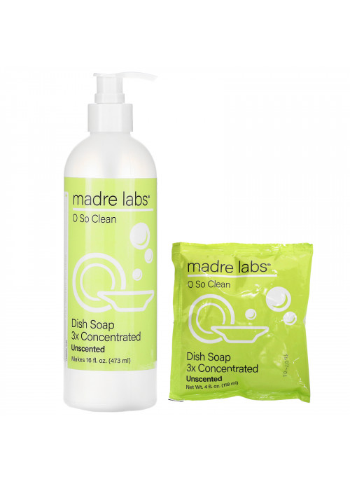 Madre Labs, Dish Soap, 3x Concentrate, Unscented, 1 Pouch, 4 oz (118 ml)