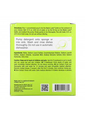 Madre Labs, Dish Soap, 3x Concentrate, Unscented, 6 Pouches, 4 fl oz (118 ml) Each