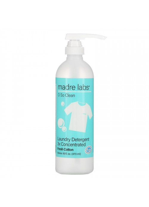 Madre Labs, Laundry Detergent, 3x Concentrate, Fresh Cotton, 1 Pouch, 4 oz (118 ml)