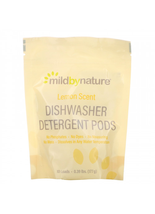 Mild By Nature, Automatic Dishwashing Detergent Pods, Lemon Scent, 10 Loads, 0.39 lbs, 6.24 oz (177 g)