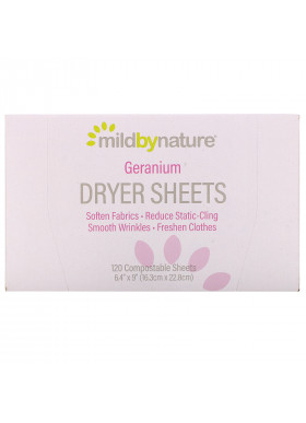 Mild By Nature, Dryer Sheets, Geranium, 120 Compostable Sheets