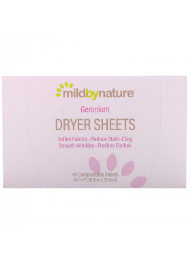 Mild By Nature, Dryer Sheets, Geranium, 40 Compostable Sheets