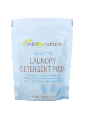Mild By Nature, Laundry Detergent Pods, Unscented, 10 Loads, 0.39 lbs (177 g)