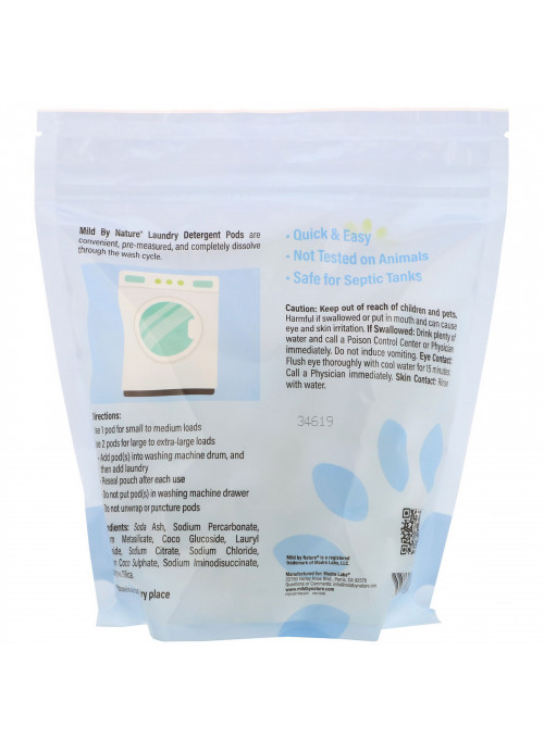 Mild By Nature, Laundry Detergent Pods, Unscented, 60 Loads, 2.38 lbs (1,077 g)