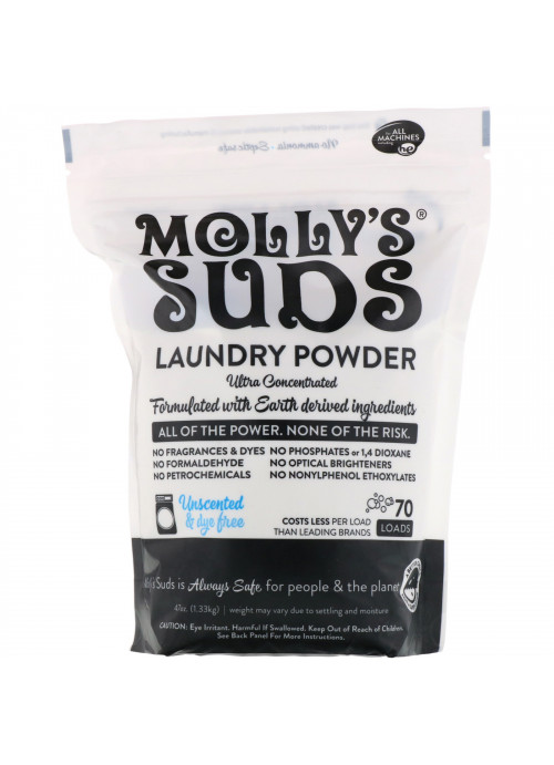 Molly's Suds, Laundry Powder, Ultra Concentrated, Unscented, 70 Loads, 47 oz (1.33 kg)