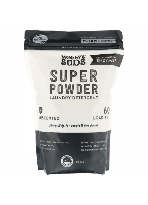 Molly's Suds, Super Powder Laundry Detergent, Unscented, 60 Loads, 60 oz