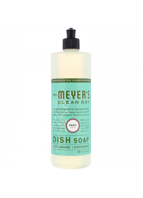 Mrs. Meyers Clean Day, Dish Soap, Basil Scent, 16 fl oz (473 ml)