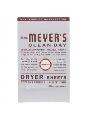 Mrs. Meyers Clean Day, Dryer Sheets, Lavender Scent, 80 Sheets