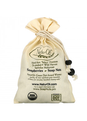 NaturOli, Organic, Hand-Sort Select Soap Nuts With 1 Muslin Drawstring Bag, 4 oz