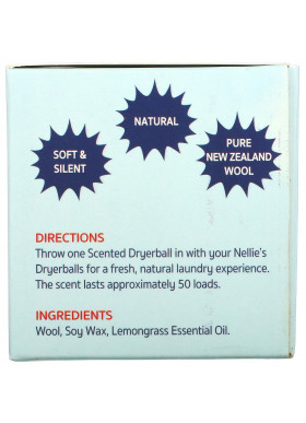 Nellie's, Scented Wool Dryerball, Lemongrass, 50 Loads