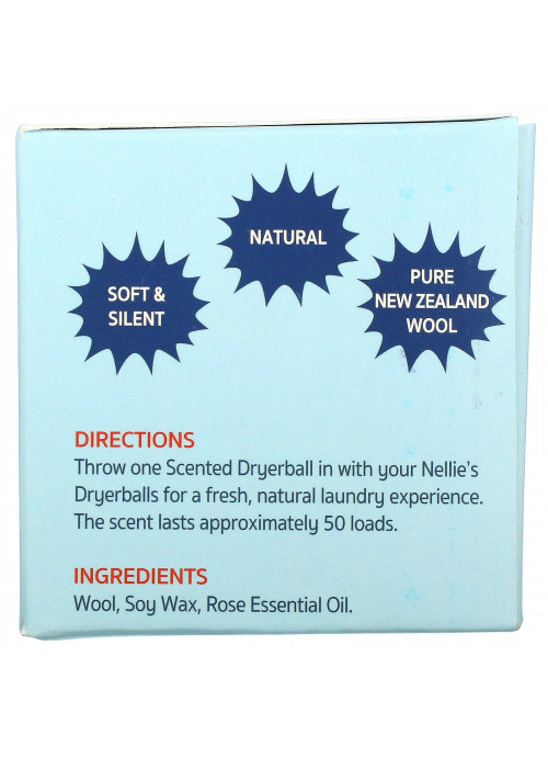 Nellie's, Scented Wool Dryerball, Rose, 50 Loads