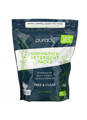 Puracy, Dishwasher Detergent Packs, Free & Clear, 50 Wash Loads, 30 oz (850 g)
