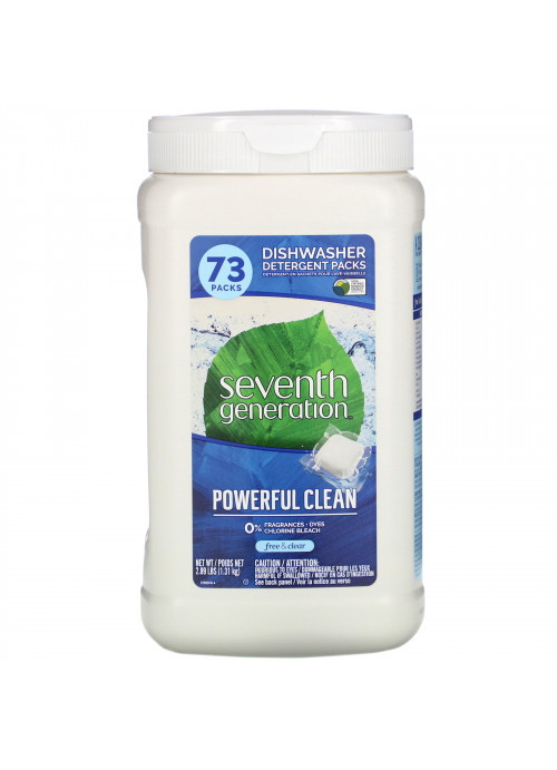 Seventh Generation, Dishwasher Detergent Packs, Fragrance Free, 73 Packs, 2.89 lbs (1.31 kg)