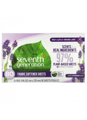 Seventh Generation, Fabric Softener Sheets, Fresh Lavender, 80 Sheets