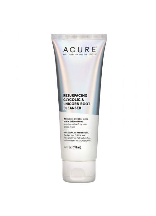 Acure, Resurfacing Glycolic & Unicorn Root Cleanser, 4 fl oz (118 ml)