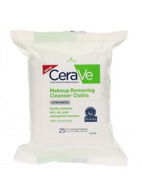 CeraVe, Makeup Removing Cleanser Cloths, Ultra Gentle, 25 Pre-Moistened Towelettes