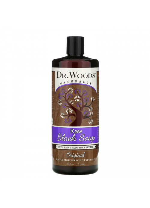 Dr. Woods, Raw Black Soap with Fair Trade Shea Butter, Fair Trade, Original, 32 fl oz (946 ml)