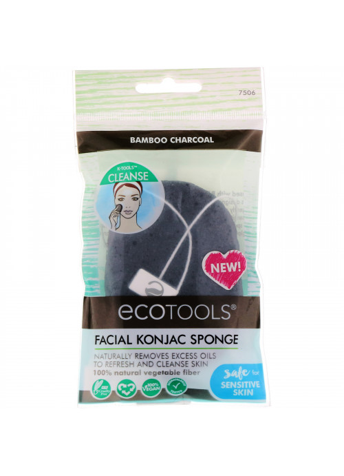 EcoTools, Facial Konjac Sponge, Bamboo Charcoal, 1 Sponge