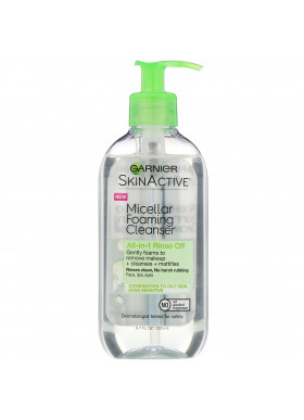 Garnier, SkinActive, Micellar Foaming Cleanser, All-in-1 Rinse Off, Combo/Oily Skin, 6.7 fl oz (200 ml)