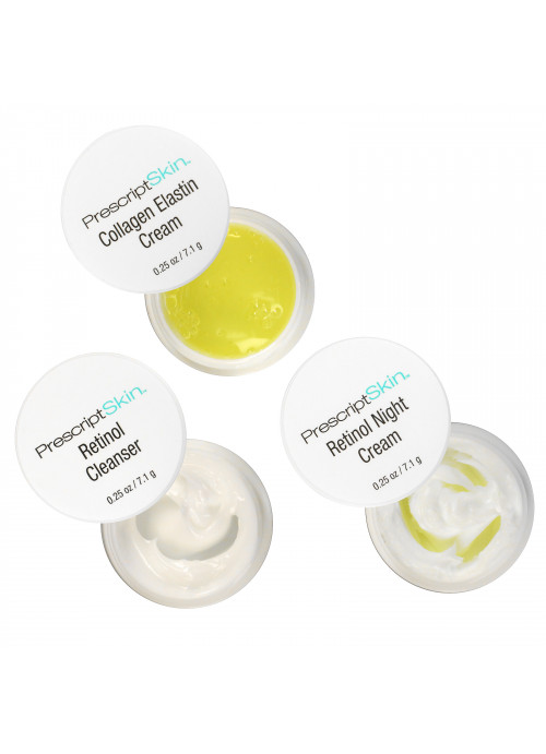 PrescriptSkin, Retinol Trial Set, 3 Professional Strength Anti-Aging Products, 3 Jars, 0.25 oz (7.1 g) Each