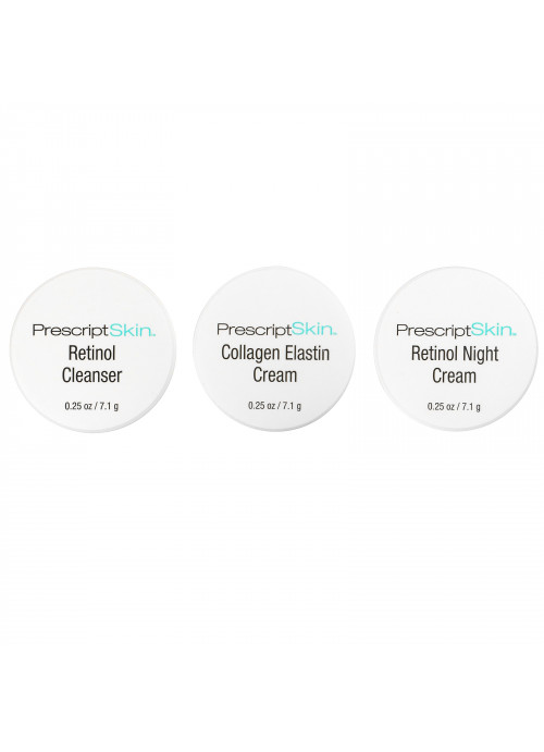PrescriptSkin, Retinol Trial Set, 3 Professional Strength Anti-Aging Products, 3 Jars, 0.25 oz (7.1 g) Each