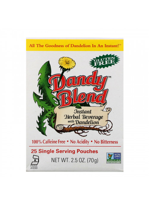 Dandy Blend, Instant Herbal Beverage With Dandelion, Caffeine Free, 25 Single Serving Pouches