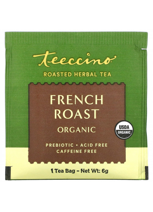 Teeccino, Organic Roasted Herbal Tea, French Roast, Caffeine Free, 25 Tea Bags, 5.3 oz (150 g)