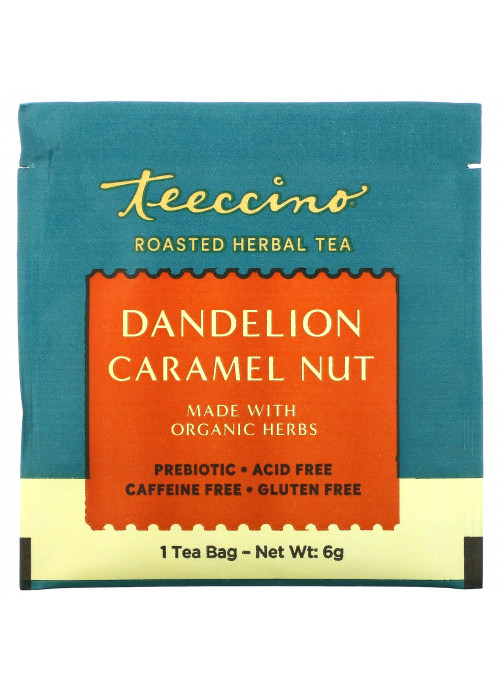 Teeccino, Roasted Herbal Tea, Dandelion Caramel Nut, Caffeine Free, 25 Tea Bags, 5.3 oz (150 g)