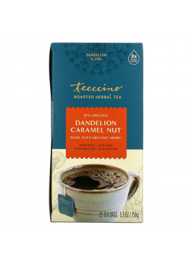 Teeccino, Roasted Herbal Tea, Dandelion Caramel Nut, Caffeine Free, 25 Tea Bags, 5.3 oz (150 g)