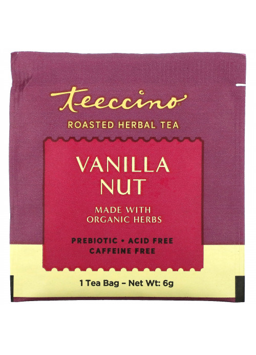 Teeccino, Roasted Herbal Tea, Vanilla Nut, Caffeine Free, 25 Tea Bags, 5.3 oz (150 g)