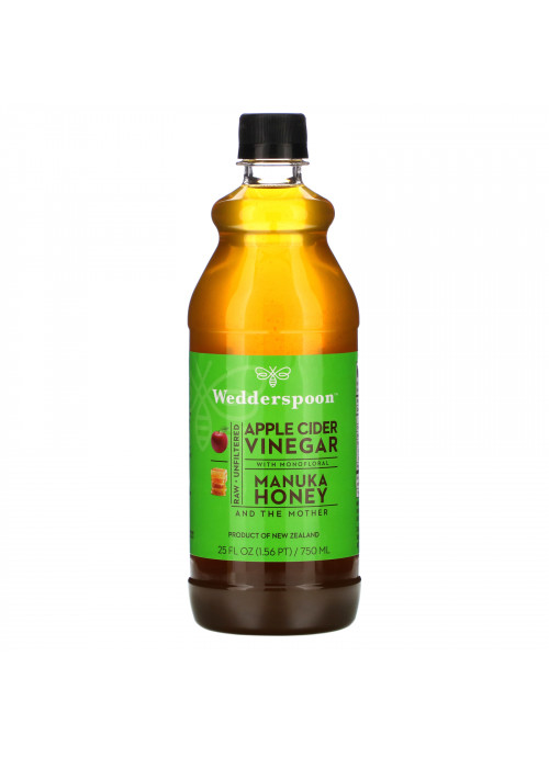 Wedderspoon, Raw Apple Cider Vinegar with Monofloral, Manuka Honey, 25 fl oz (750 ml)
