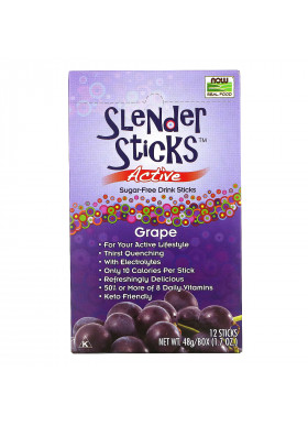 Now Foods, Real Food, Slender Sticks, Active, Grape, 12 Sticks, 1,7 oz (48 g)