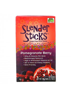 Now Foods, Real Food, Slender Sticks, Pomegranate Berry, 12 Sticks, 0.14 oz (4 g) Each