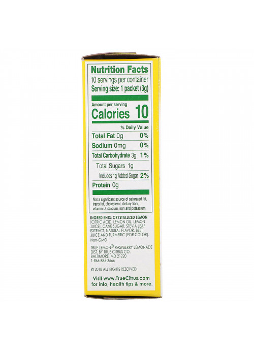 True Citrus, True Lemon, Raspberry Lemonade, 10 Packets, 1.06 oz (30 g)