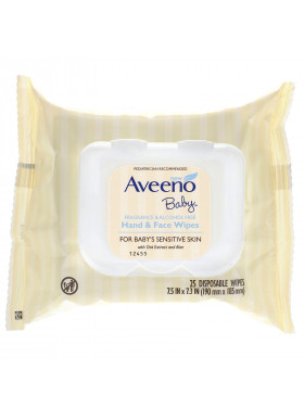 Aveeno, Baby Hand & Face Wipes, 25 Disposable Wipes