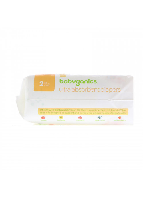 BabyGanics, Ultra Absorbent Diapers, Size 2, 12-18 lbs (5-8 kg), 30 Diapers