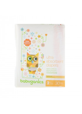 BabyGanics, Ultra Absorbent Diapers, Size 2, 12-18 lbs (5-8 kg), 30 Diapers