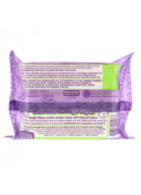 Boogie Wipes, Natural Saline Wipes for Stuffy Noses, Great Grape Scent, 30 Wipes