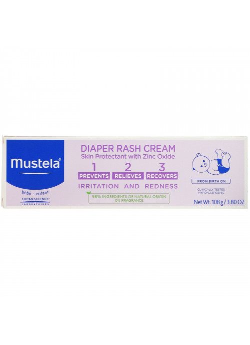 Mustela, Baby, Diaper Rash Cream 1-2-3, Fragrance Free, 3.80 oz (108 g)