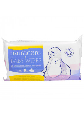 Natracare, Baby Wipes with Organic Chamomile, Apricot and Sweet Almond Oil, 50 Wipes