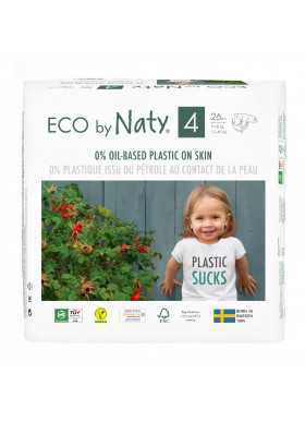 Naty, Diapers for Sensitive Skin, Size 4, 15-40 lbs (7-18 kg), 26 Diapers