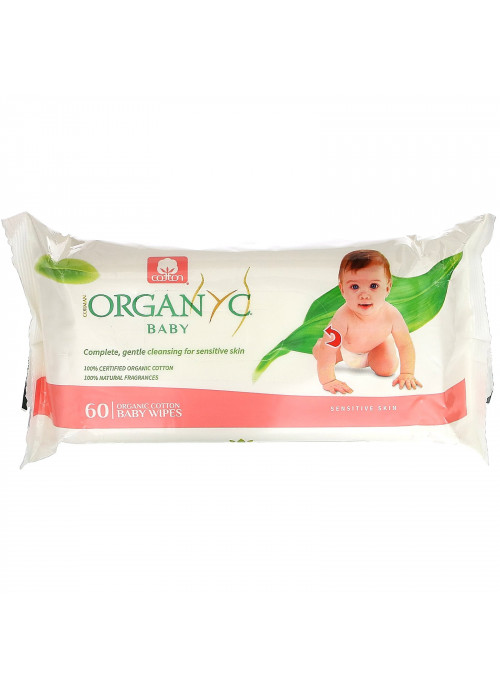 Organyc, Organic Cotton Baby Wipes, Sensitive Skin, 60 Wipes