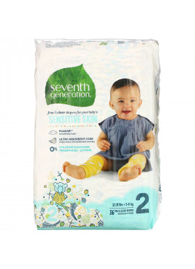 Seventh Generation, Free & Clear Diapers, Size 2, 12-18 lbs, 36 Diapers