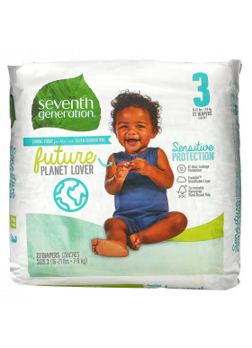 Seventh Generation, Sensitive Protection Diapers, Size 3, 16- 21 lbs, 27 Diapers