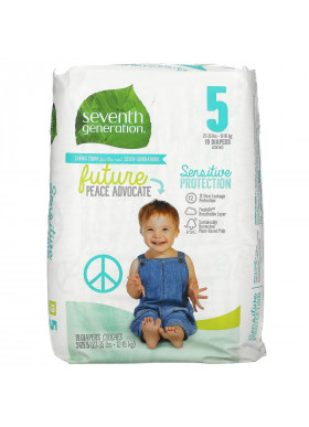 Seventh Generation, Sensitive Protection Diapers, Size 5, 27 - 35 lbs, 19 Diapers