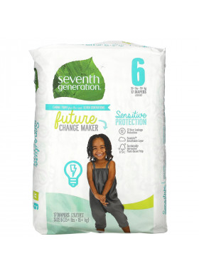 Seventh Generation, Sensitive Protection Diapers, Size 6, 35+ lbs, 17 Diapers